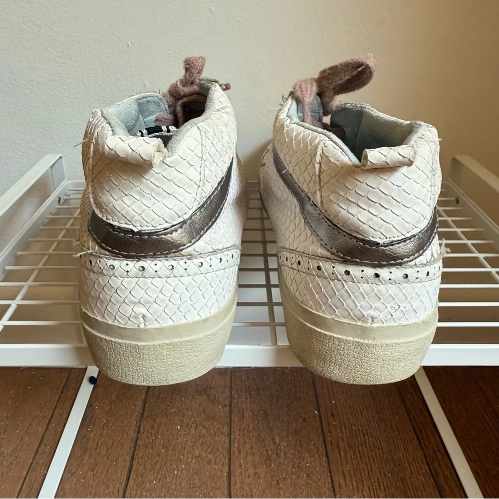 ShuShop Paulina Bone Hi Top Snake Sneakers Star Design Pink‎ Laces Size 8